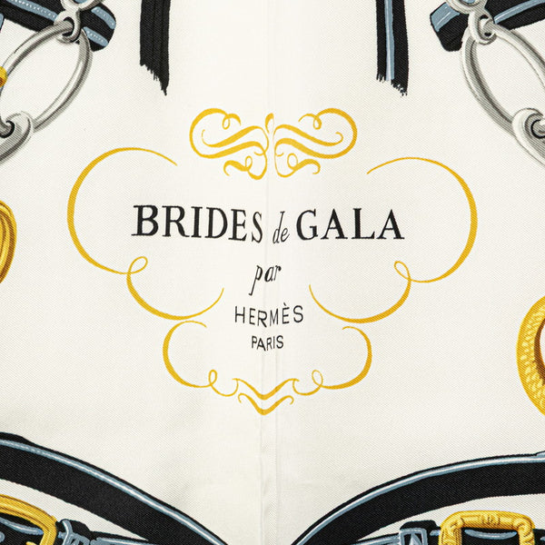 エルメス カレ90 ブリッド ド ガラ Brides de Gala スカーフ ブラック オフホワイト マルチカラー シルク レディース HERMES 【中古】