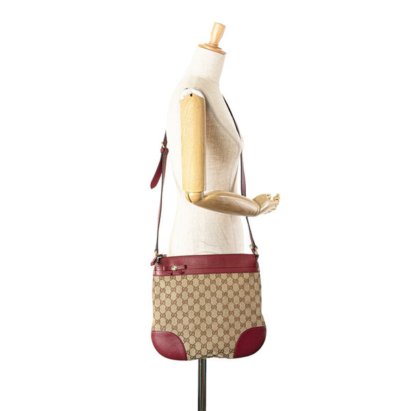 グッチ GGキャンバス メイフェア ショルダーバッグ 257065 ベージュ ワインレッド キャンバス レザー レディース GUCCI 【中古】