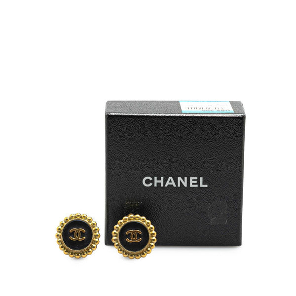 シャネル ヴィンテージ ココマーク イヤリング ゴールド ブラック メッキ レディース CHANEL 【中古】