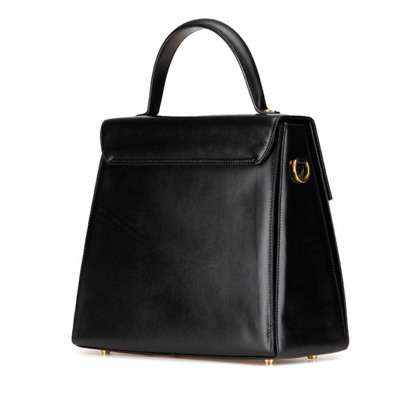 サルヴァトーレフェラガモ ガンチーニ ハンドバッグ ショルダーバッグ 2WAY ブラック レザー レディース Salvatore Ferragamo 【中古】