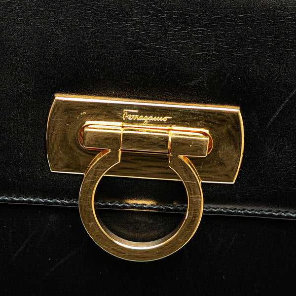 サルヴァトーレフェラガモ ガンチーニ ハンドバッグ ショルダーバッグ 2WAY ブラック レザー レディース Salvatore Ferragamo 【中古】