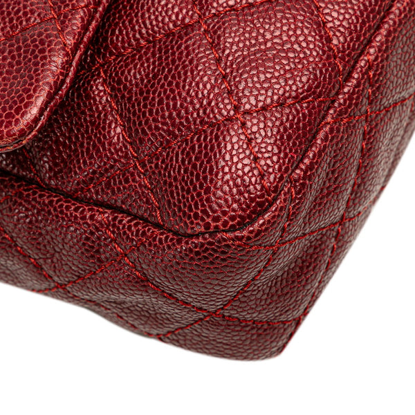 シャネル マトラッセ25 ココマーク チェーン ショルダーバッグ ワインレッド キャビアスキン レディース CHANEL 【中古】