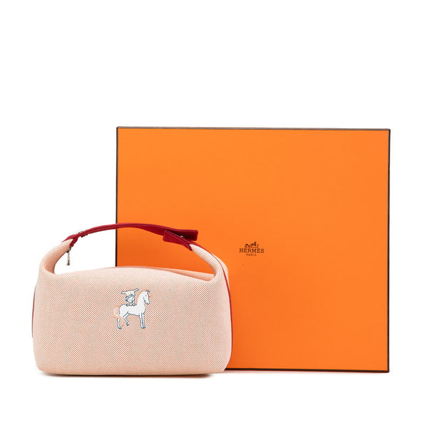 エルメス ブリッド ア ブラックGM カブリオル ハンドバッグ テラコッタ レッド キャンバス レディース HERMES 【中古】
