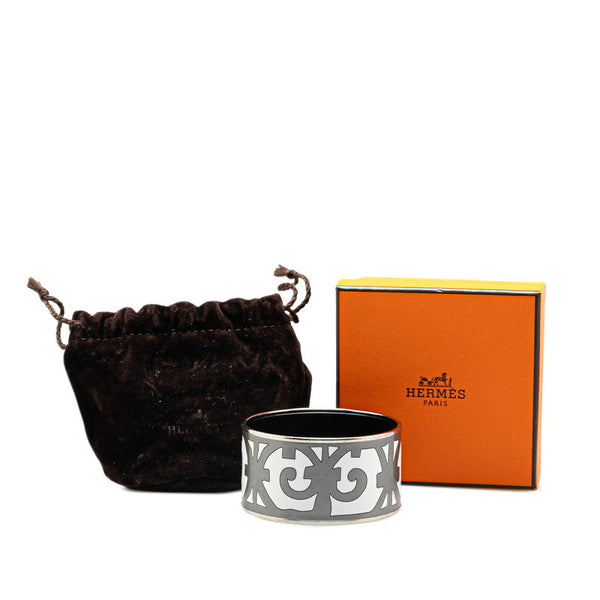 エルメス エマイユTGM ガダルキヴィール 七宝焼き ブレスレット ホワイト シルバー メタル レディース HERMES 【中古】