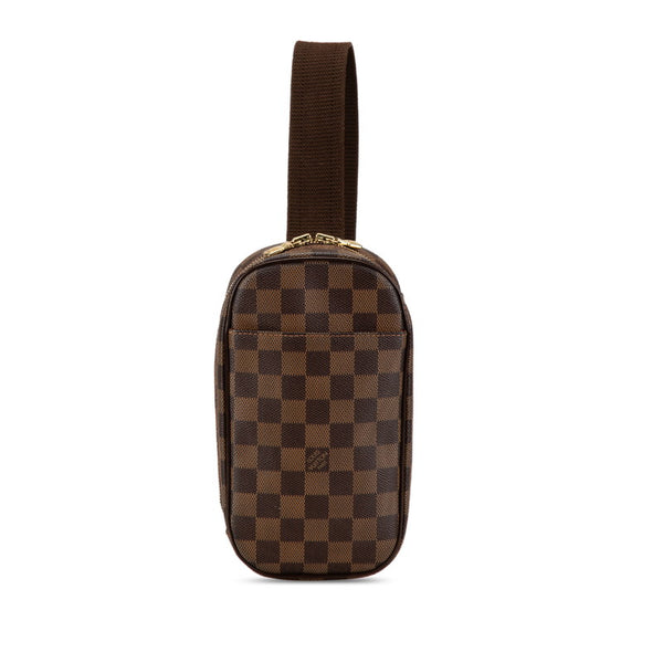 ルイ ヴィトン ダミエ ポシェット ガンジュ SPO ボディバッグ ウエストバッグ N48048 ブラウン PVC レザー メンズ LOUIS VUITTON 【中古】