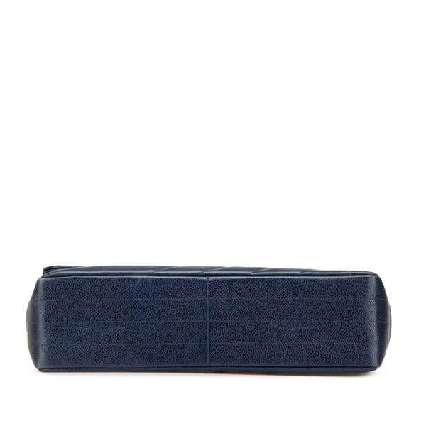 シャネル ココマーク バイアスステッチ チェーン ショルダーバッグ ネイビー ゴールド金具 キャビアスキン レディース CHANEL 【中古】