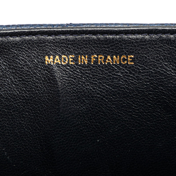 シャネル ココマーク バイアスステッチ チェーン ショルダーバッグ ネイビー ゴールド金具 キャビアスキン レディース CHANEL 【中古】