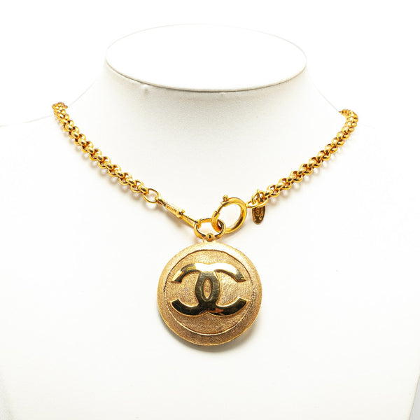 シャネル ココマーク ラウンド ミラー ネックレス ゴールド メッキ レディース CHANEL 【中古】