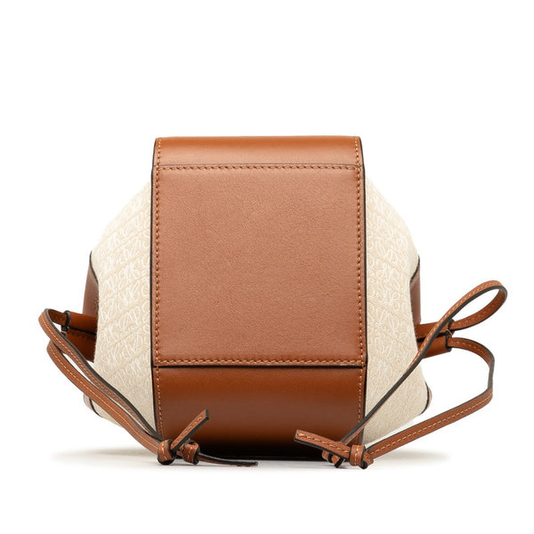 ロエベ ハンモックミニ ショルダーバッグ ハンドバッグ 2WAY ブラウン ベージュ キャンバス レザー レディース LOEWE 【中古】