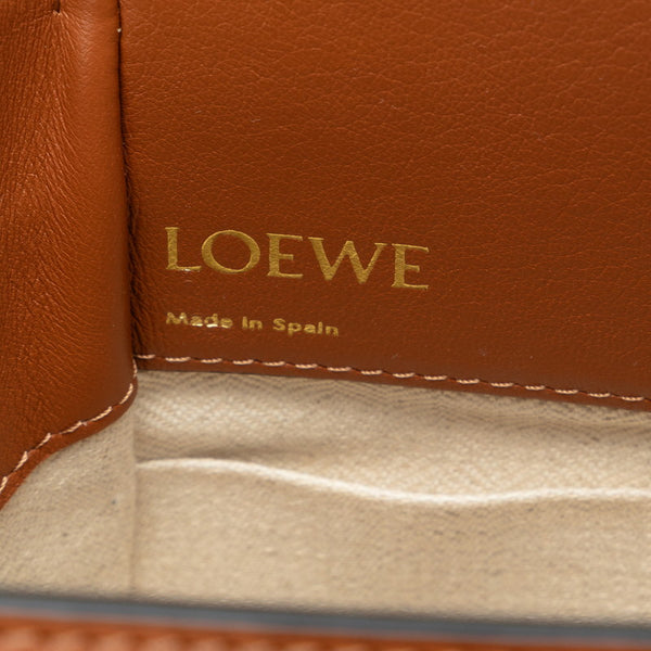 ロエベ ハンモックミニ ショルダーバッグ ハンドバッグ 2WAY ブラウン ベージュ キャンバス レザー レディース LOEWE 【中古】