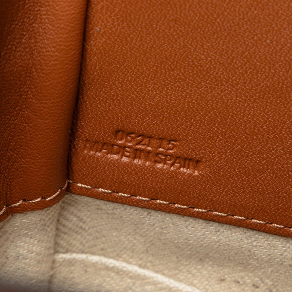 ロエベ ハンモックミニ ショルダーバッグ ハンドバッグ 2WAY ブラウン ベージュ キャンバス レザー レディース LOEWE 【中古】