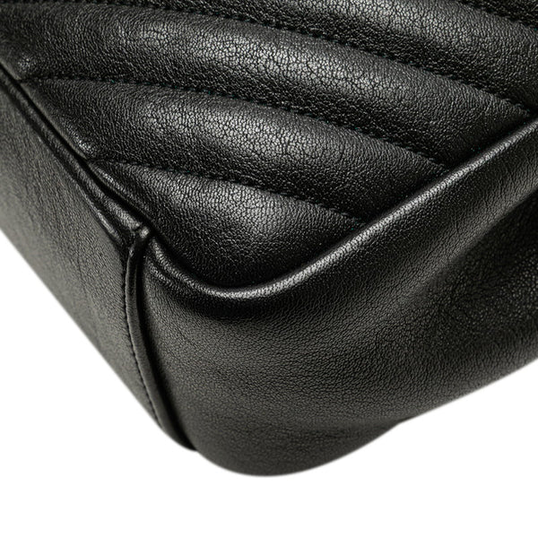 サンローラン YSLモノグラム Vステッチ ハンドバッグ ショルダーバッグ 2WAY ブラック レザー レディース SAINT LAURENT 【中古】