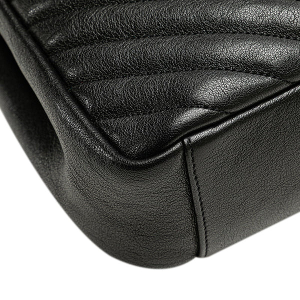 サンローラン YSLモノグラム Vステッチ ハンドバッグ ショルダーバッグ 2WAY ブラック レザー レディース SAINT LAURENT 【中古】