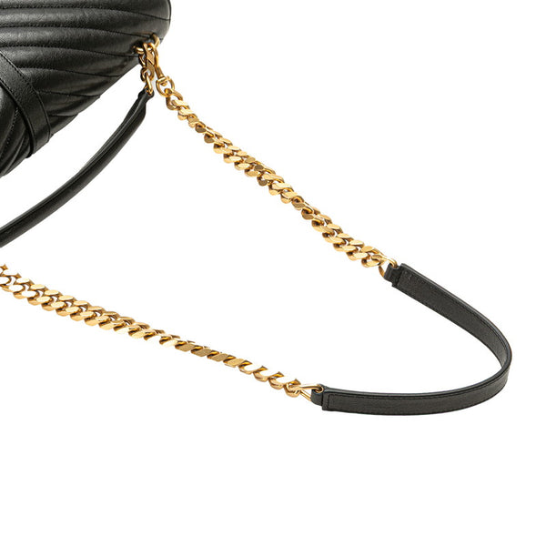 サンローラン YSLモノグラム Vステッチ ハンドバッグ ショルダーバッグ 2WAY ブラック レザー レディース SAINT LAURENT 【中古】