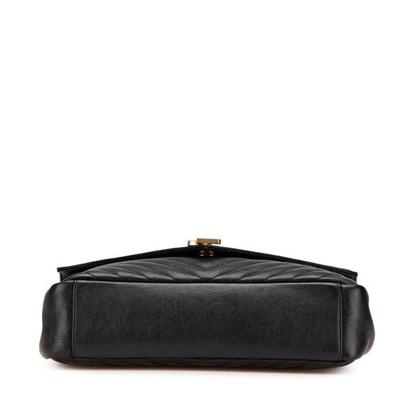 サンローラン YSLモノグラム Vステッチ ハンドバッグ ショルダーバッグ 2WAY ブラック レザー レディース SAINT LAURENT 【中古】
