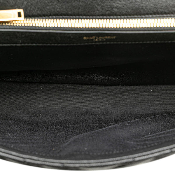 サンローラン YSLモノグラム Vステッチ ハンドバッグ ショルダーバッグ 2WAY ブラック レザー レディース SAINT LAURENT 【中古】