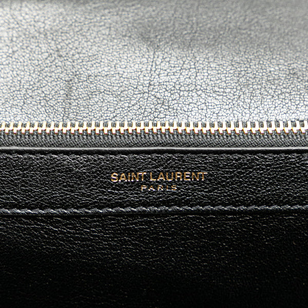 サンローラン YSLモノグラム Vステッチ ハンドバッグ ショルダーバッグ 2WAY ブラック レザー レディース SAINT LAURENT 【中古】