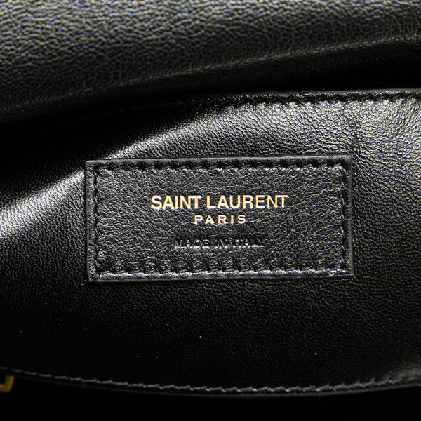 サンローラン YSLモノグラム Vステッチ ハンドバッグ ショルダーバッグ 2WAY ブラック レザー レディース SAINT LAURENT 【中古】