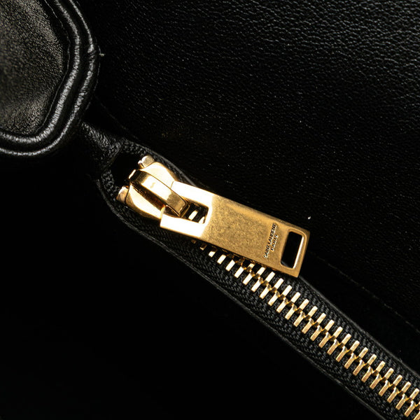 サンローラン YSLモノグラム Vステッチ ハンドバッグ ショルダーバッグ 2WAY ブラック レザー レディース SAINT LAURENT 【中古】