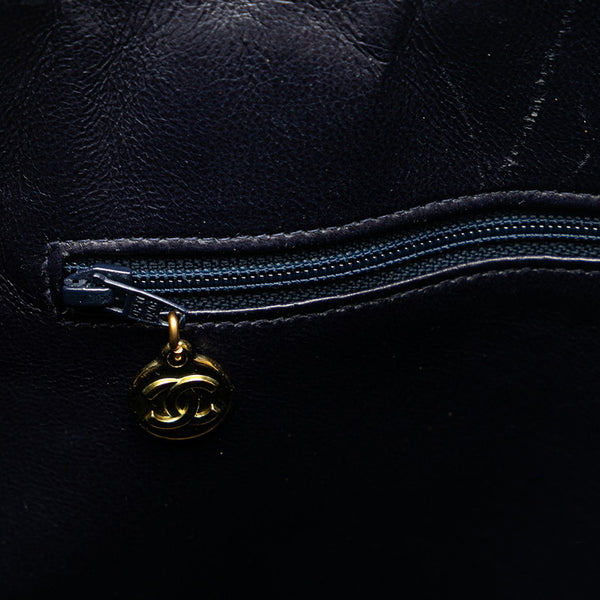 シャネル デカココマーク トートバッグ ネイビー キャビアスキン レディース CHANEL 【中古】