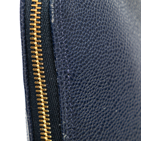 シャネル デカココマーク トートバッグ ネイビー キャビアスキン レディース CHANEL 【中古】