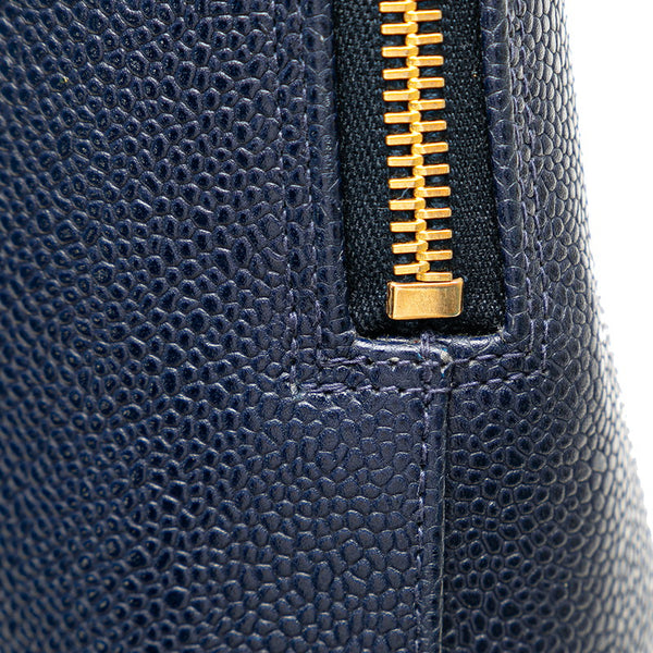 シャネル デカココマーク トートバッグ ネイビー キャビアスキン レディース CHANEL 【中古】