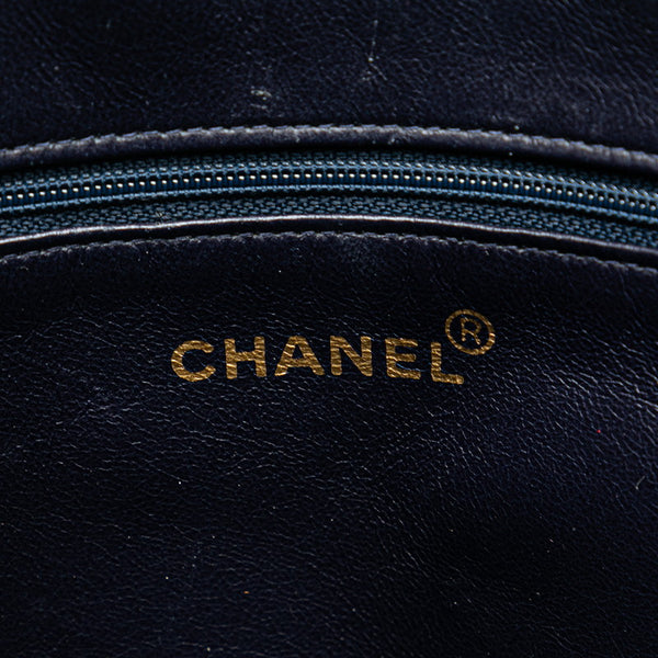 シャネル デカココマーク トートバッグ ネイビー キャビアスキン レディース CHANEL 【中古】