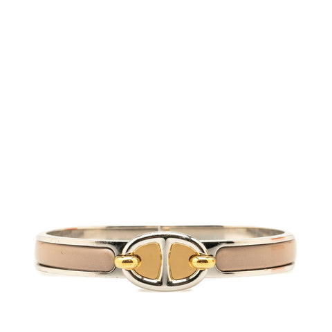 エルメス ミニクリックPM シェーヌダンクル  ブレスレット シルバー マロングラッセ グレージュ メタル レディース HERMES 【中古】