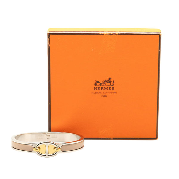 エルメス ミニクリックPM シェーヌダンクル  ブレスレット シルバー マロングラッセ グレージュ メタル レディース HERMES 【中古】