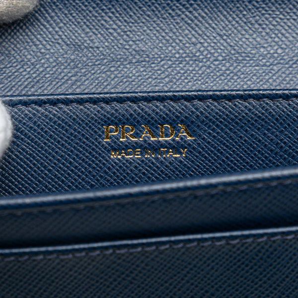 プラダ チェーンストラップ付 ミニ財布 1MC015 ブルー サフィアーノ レザー レディース PRADA 【中古】