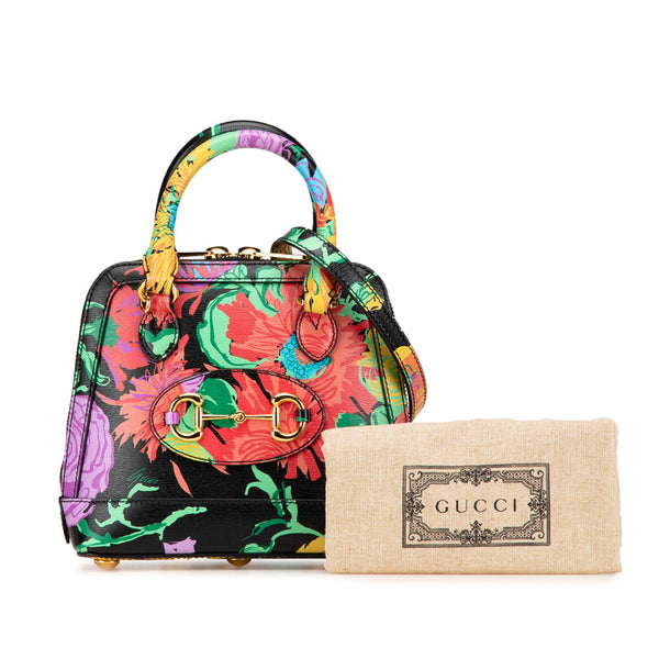 グッチ ×ケンスコット ホースビット1955 ハンドバッグ ショルダーバッグ 2WAY 640716 ブラック マルチカラー レザー レディース GUCCI 【中古】