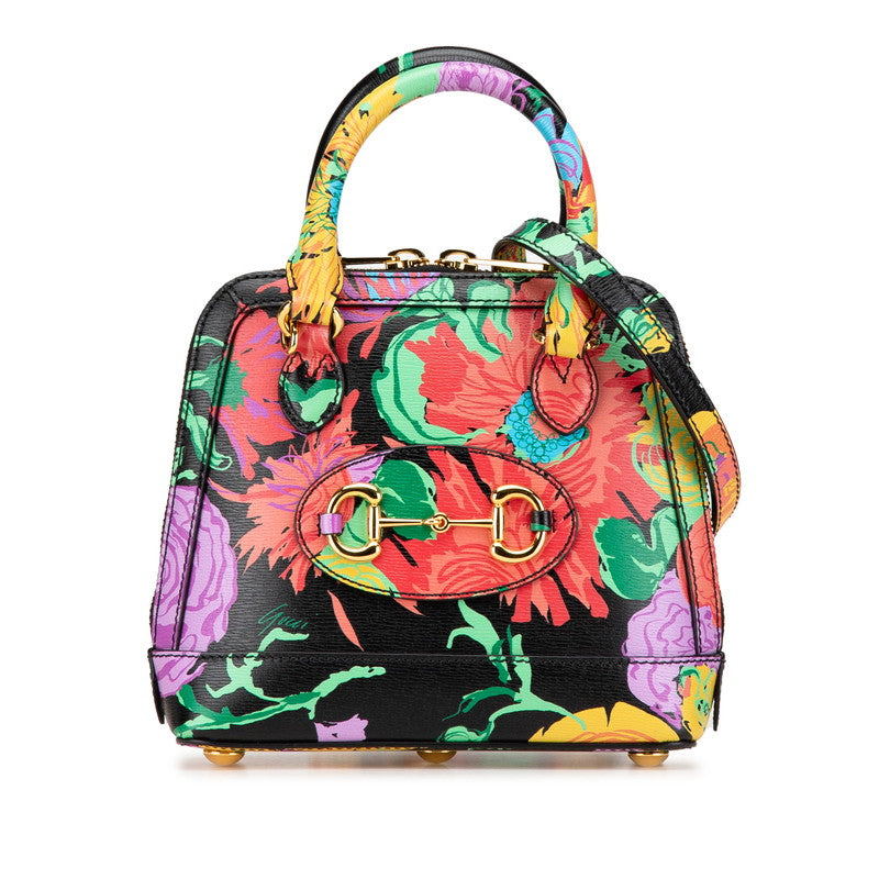 グッチ ×ケンスコット ホースビット1955 ハンドバッグ ショルダーバッグ 2WAY 640716 ブラック マルチカラー レザー レディース GUCCI 【中古】