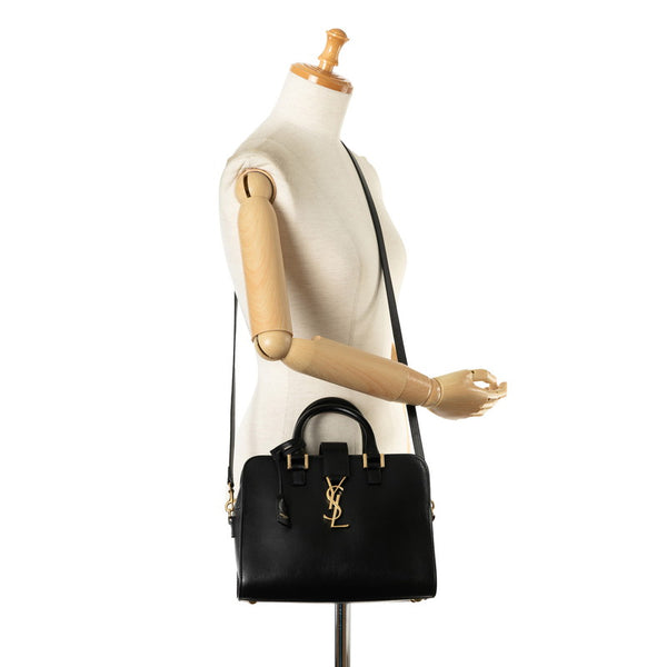 サンローラン モノグラム ベイビーカバス ハンドバッグ ショルダーバッグ 2WAY 472469 ブラック レザー レディース SAINT LAURENT 【中古】