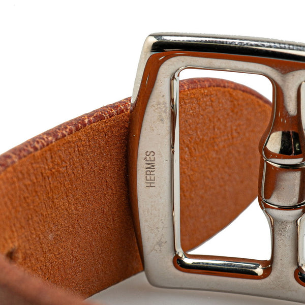 エルメス エトリヴィエール ベルト ブレスレット ブラウン シルバー レザー メタル レディース HERMES 【中古】