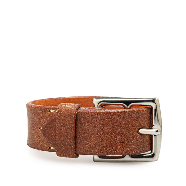 エルメス エトリヴィエール ベルト ブレスレット ブラウン シルバー レザー メタル レディース HERMES 【中古】