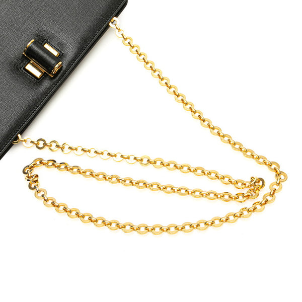 サルヴァトーレフェラガモ 斜め掛け チェーン ショルダーバッグ ブラック レザー レディース Salvatore Ferragamo 【中古】