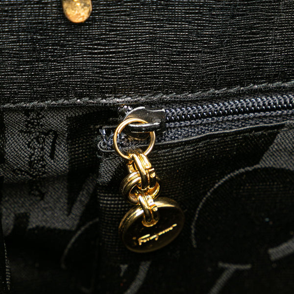 サルヴァトーレフェラガモ 斜め掛け チェーン ショルダーバッグ ブラック レザー レディース Salvatore Ferragamo 【中古】