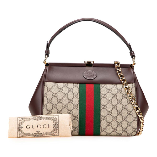 グッチ GGスプリーム オフィディア ショルダーバッグ ハンドバッグ 2WAY 726428 ブラウン ベージュ PVC レザー レディース GUCCI 【中古】
