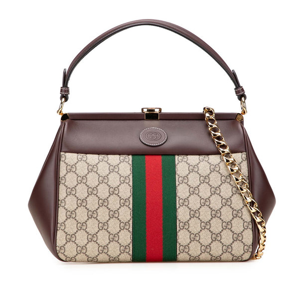 グッチ GGスプリーム オフィディア ショルダーバッグ ハンドバッグ 2WAY 726428 ブラウン ベージュ PVC レザー レディース GUCCI 【中古】