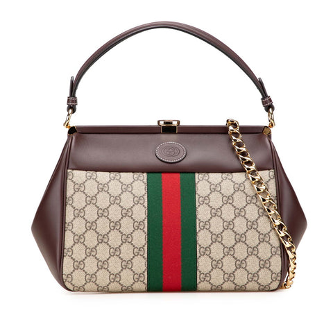 グッチ GGスプリーム オフィディア ショルダーバッグ ハンドバッグ 2WAY 726428 ブラウン ベージュ PVC レザー レディース GUCCI 【中古】