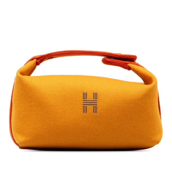 エルメス グリスフランネル ブリッド ア ブラックPM ハンドバッグ ポーチ オレンジ マルチカラー キャンバス レディース HERMES 【中古】