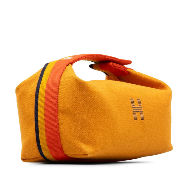 エルメス グリスフランネル ブリッド ア ブラックPM ハンドバッグ ポーチ オレンジ マルチカラー キャンバス レディース HERMES 【中古】