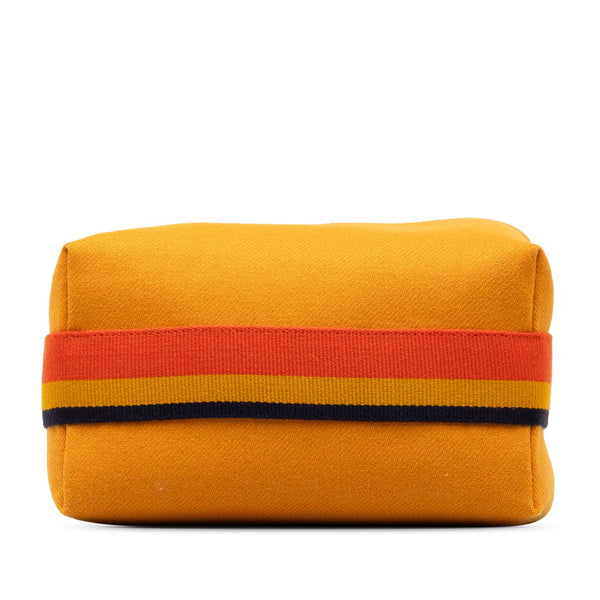 エルメス グリスフランネル ブリッド ア ブラックPM ハンドバッグ ポーチ オレンジ マルチカラー キャンバス レディース HERMES 【中古】