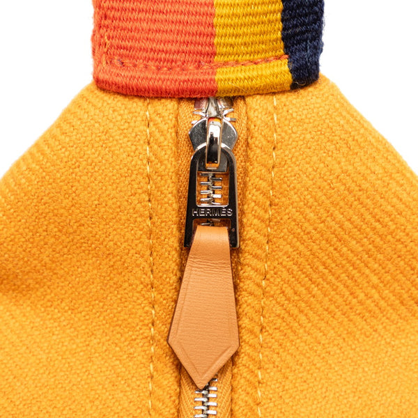 エルメス グリスフランネル ブリッド ア ブラックPM ハンドバッグ ポーチ オレンジ マルチカラー キャンバス レディース HERMES 【中古】
