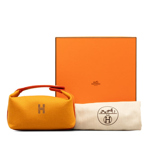 エルメス グリスフランネル ブリッド ア ブラックPM ハンドバッグ ポーチ オレンジ マルチカラー キャンバス レディース HERMES 【中古】