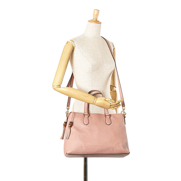 グッチ バンブー ハンドバッグ ショルダーバッグ 2WAY 449642 ピンク レザー レディース GUCCI 【中古】