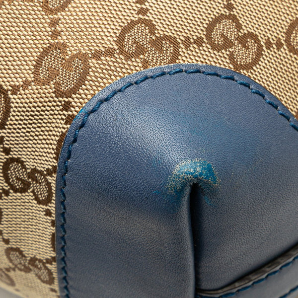 グッチ GGキャンバス ショルダーバッグ トートバッグ 269878 ベージュ ブルー キャンバス レザー レディース GUCCI 【中古】
