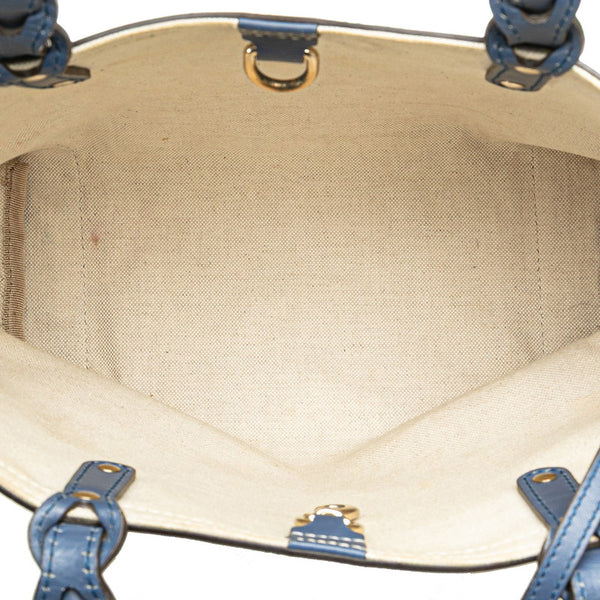 グッチ GGキャンバス ショルダーバッグ トートバッグ 269878 ベージュ ブルー キャンバス レザー レディース GUCCI 【中古】