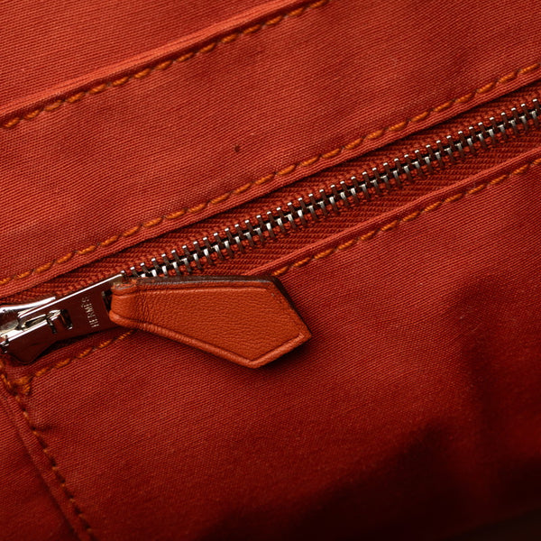 エルメス アカプルコサックアド リュックサック バックパック オレンジ トワルシェブロン レザー レディース HERMES 【中古】