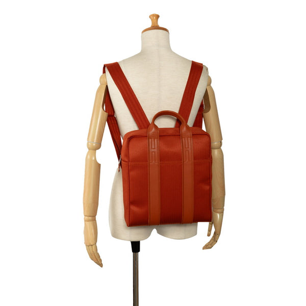 エルメス アカプルコサックアド リュックサック バックパック オレンジ トワルシェブロン レザー レディース HERMES 【中古】